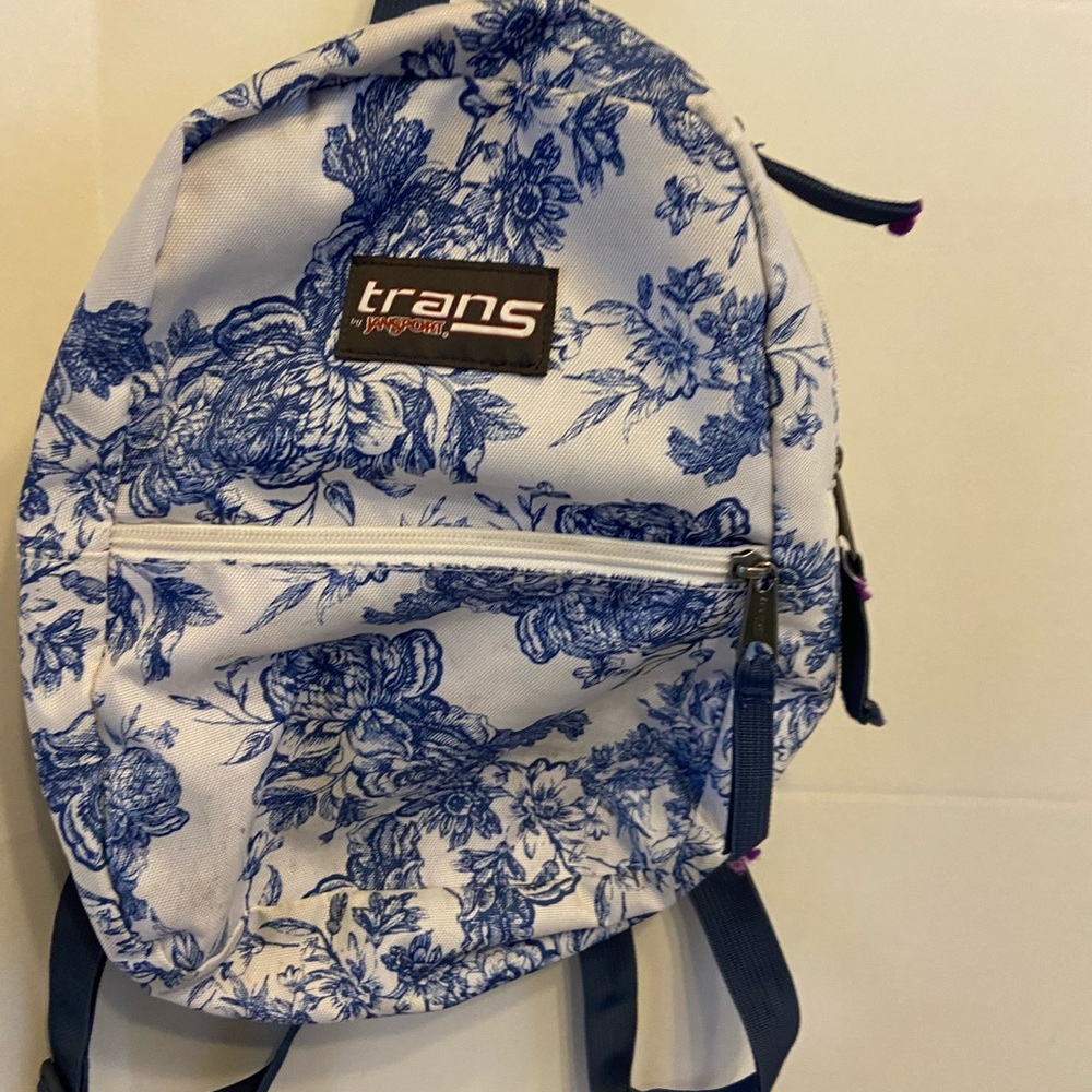 Jansport Blue and White Floral Mini Bag
